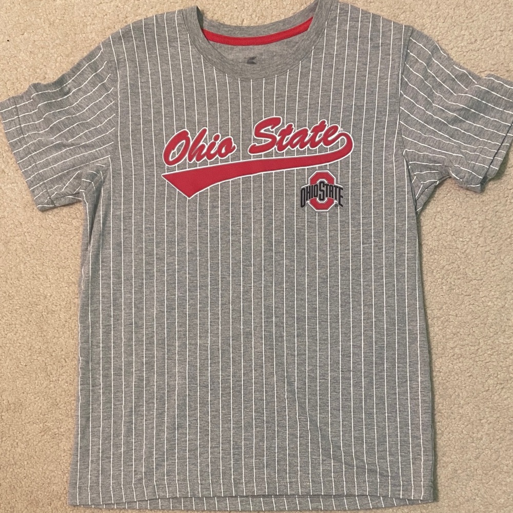 Ohio State Kids Gray Striped Baseball T-Shirt